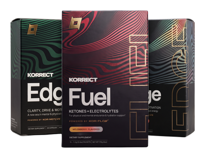 Korrect family — Edge capsules, Fuel, Edge Instant, transparent