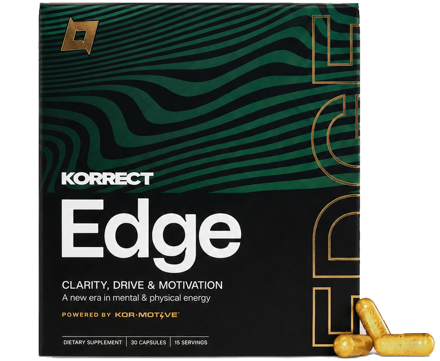 Korrect Edge capsules in a box with blister packs